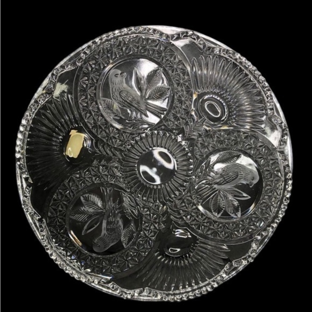 Bleikristall Fancy Byrd 12” Cake Platter NEW VTG